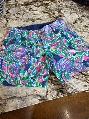 Lilly Pulitzer Vibrant Floral Print Shorts in Blue, Pink & Green